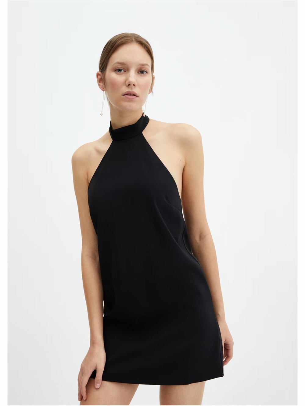 Mango Black Halter-neck open-back dress NWT